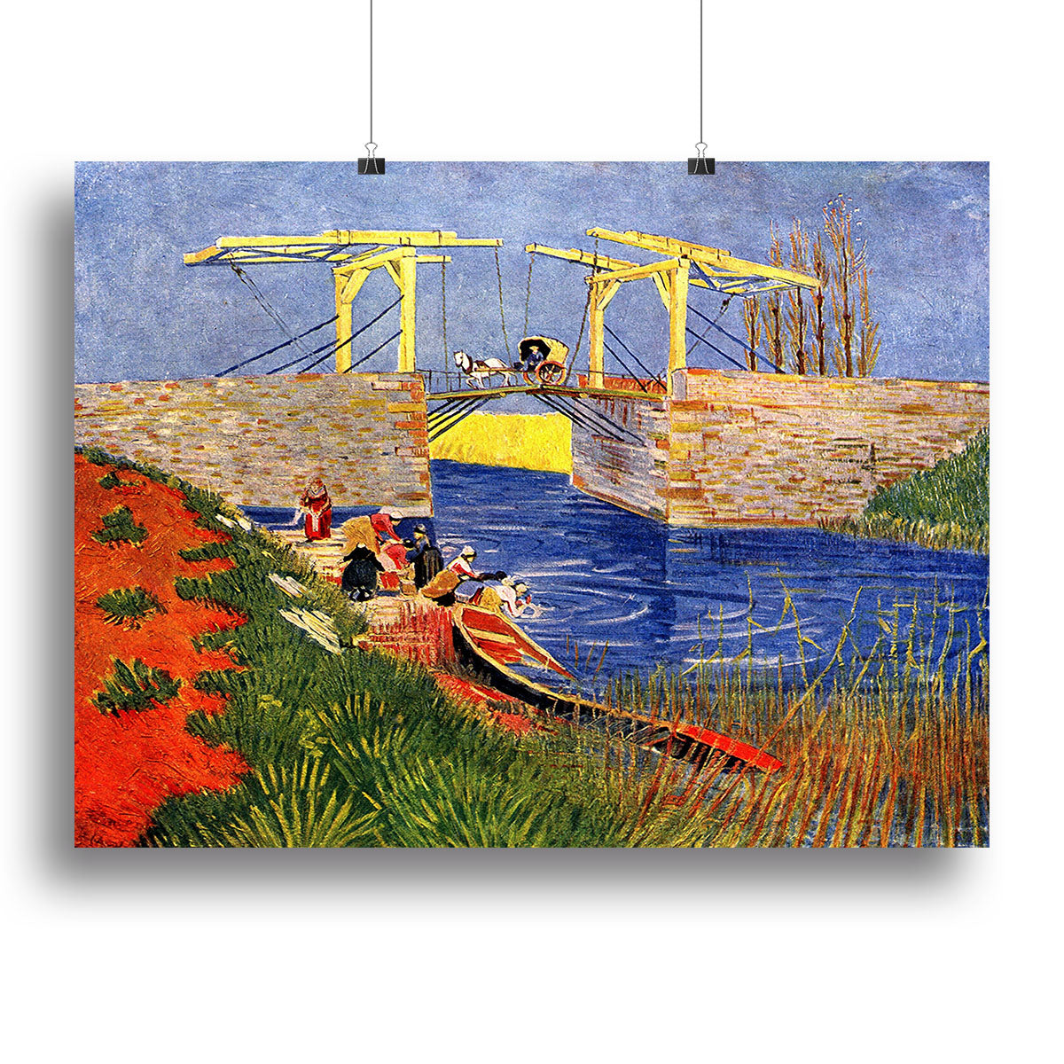 The Langlois Bridge at Arles with Women Washing by Van Gogh Canvas Print or Poster - Canvas Art Rocks - 2