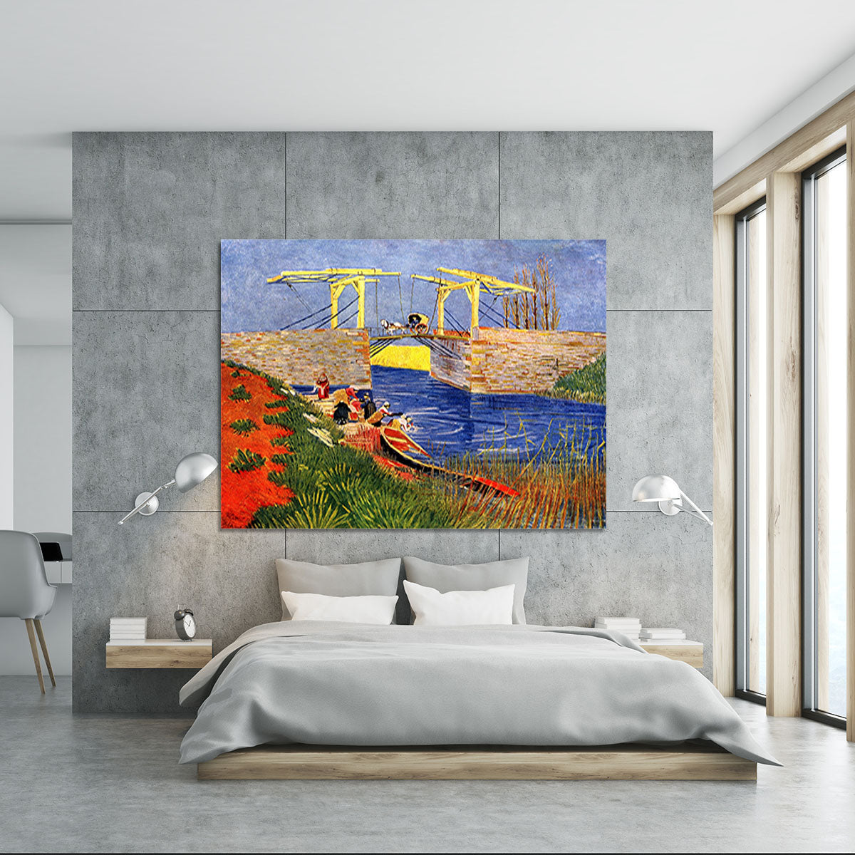 The Langlois Bridge at Arles with Women Washing by Van Gogh Canvas Print or Poster - Canvas Art Rocks - 5