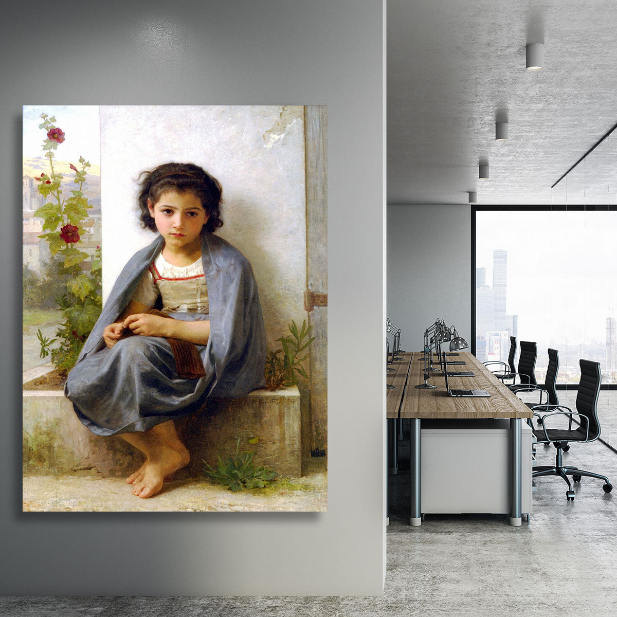 The Little Knitter By Bouguereau Canvas Print or Poster - Canvas Art Rocks - 3