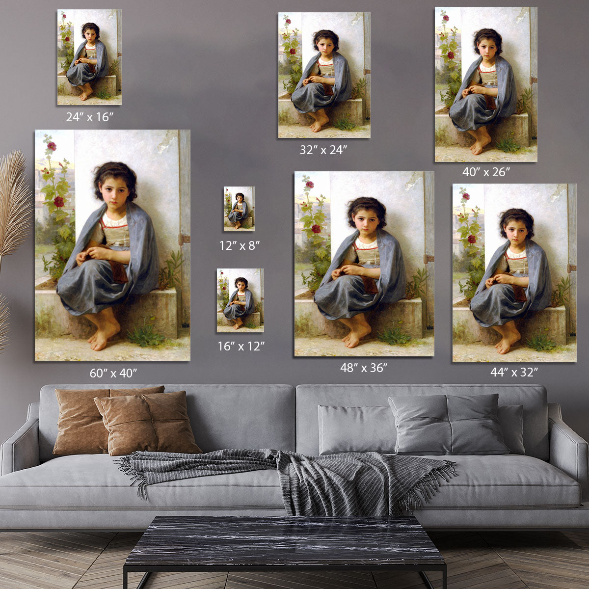 The Little Knitter By Bouguereau Canvas Print or Poster - Canvas Art Rocks - 7
