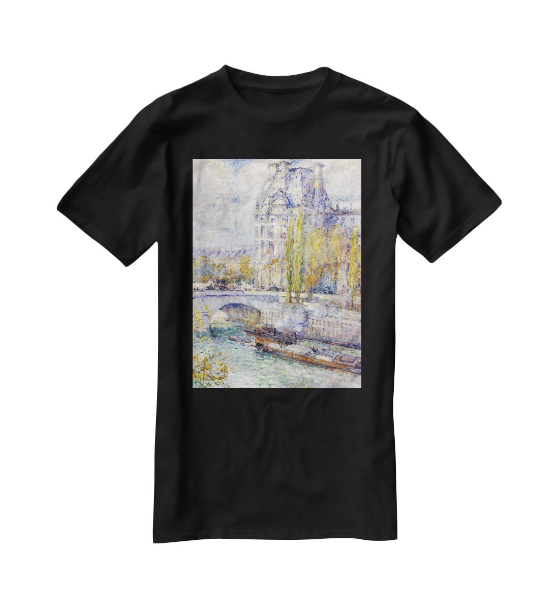 The Louvre on Pont Royal by Hassam T-Shirt - Canvas Art Rocks - 1