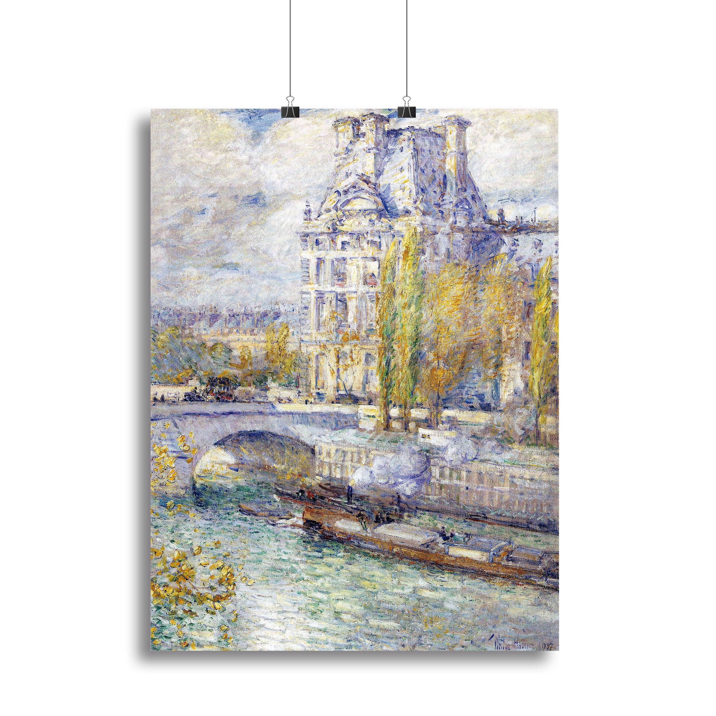 The Louvre on Pont Royal by Hassam Canvas Print or Poster - Canvas Art Rocks - 2