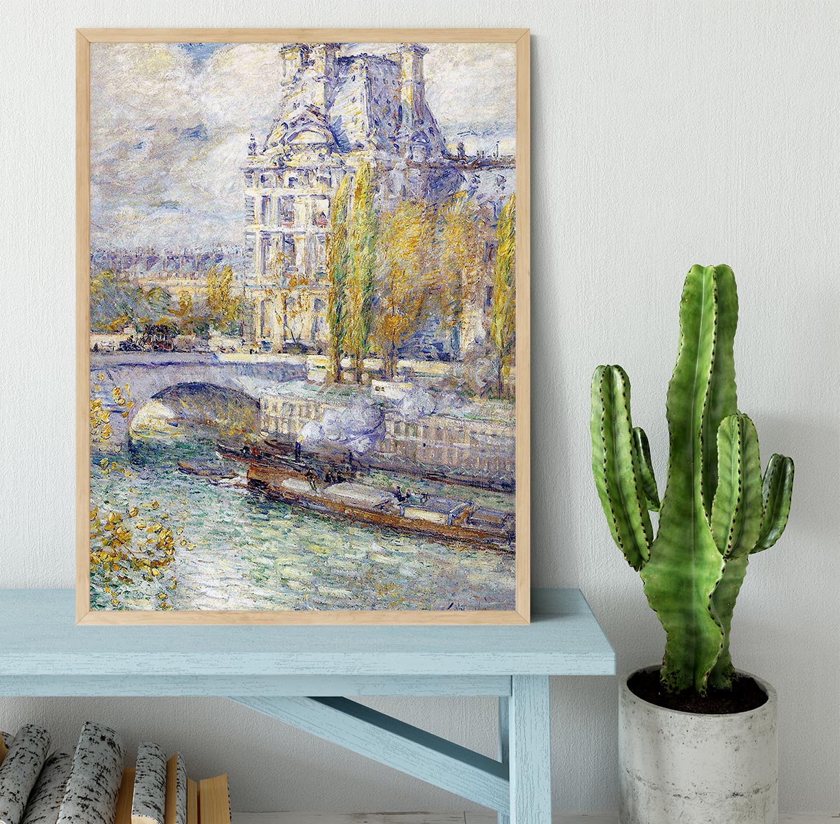 The Louvre on Pont Royal by Hassam Framed Print - Canvas Art Rocks - 4