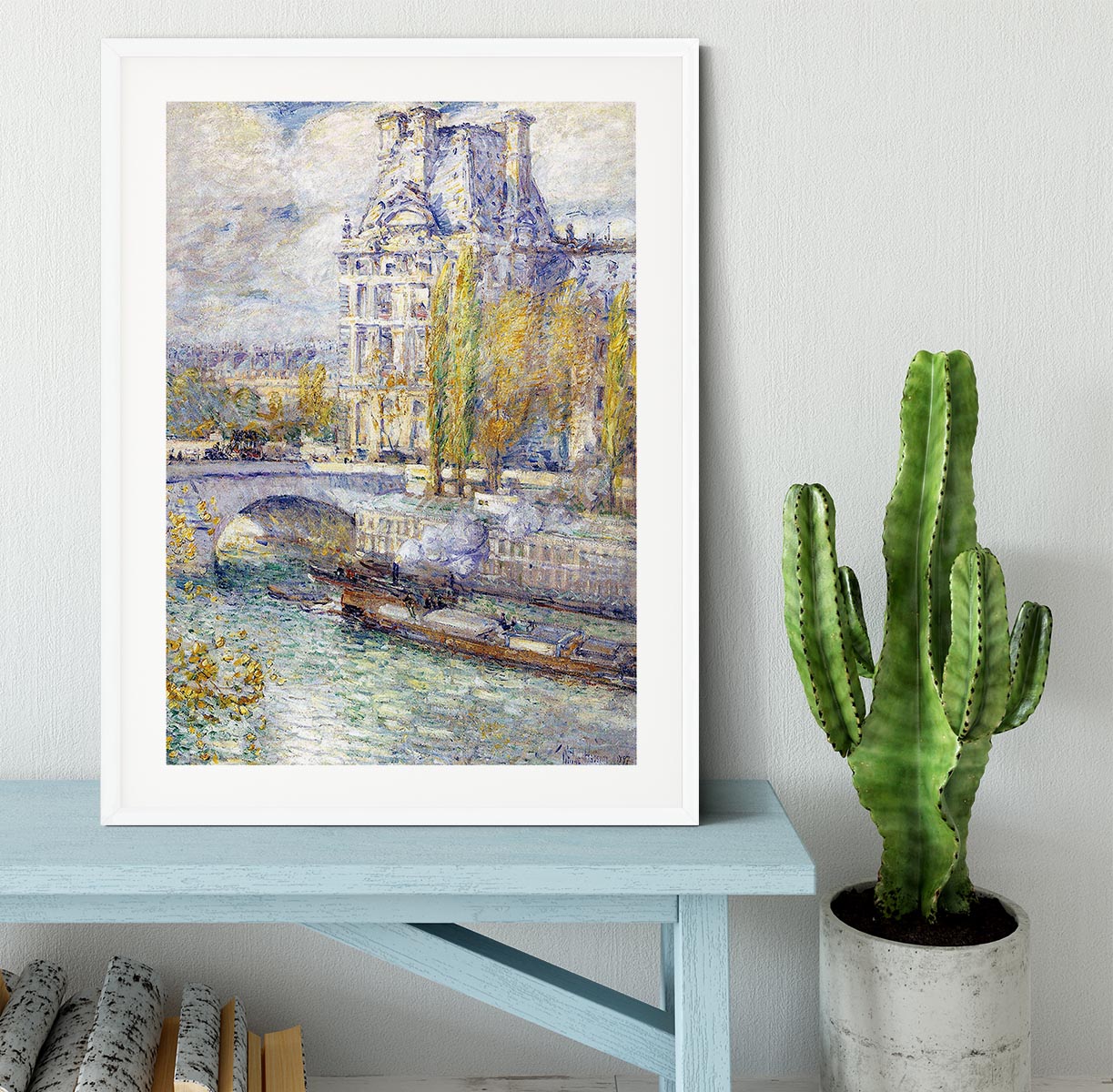 The Louvre on Pont Royal by Hassam Framed Print - Canvas Art Rocks - 5