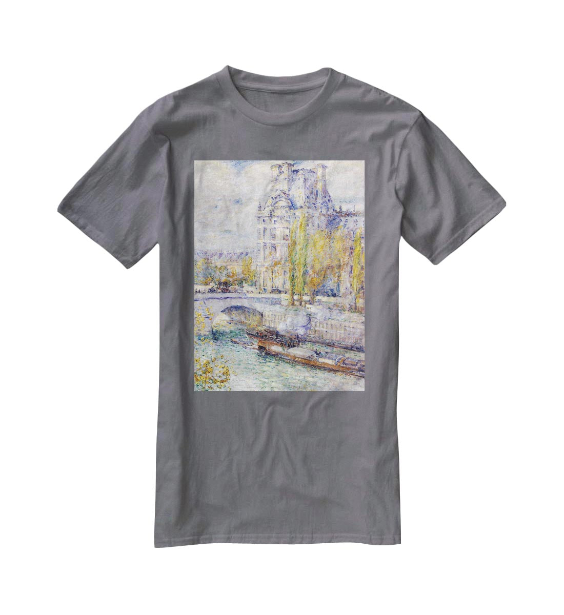 The Louvre on Pont Royal by Hassam T-Shirt - Canvas Art Rocks - 3