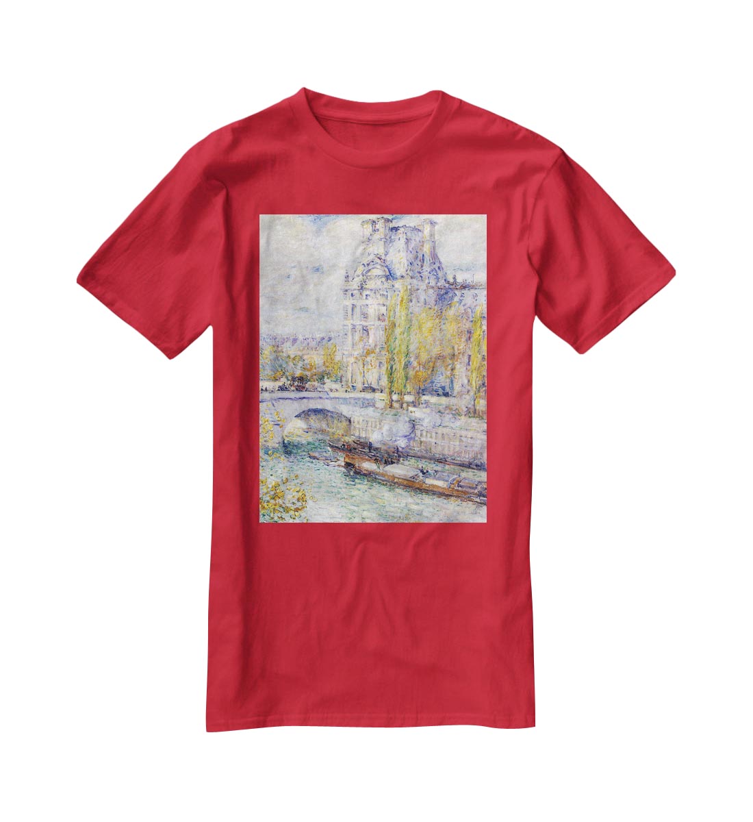 The Louvre on Pont Royal by Hassam T-Shirt - Canvas Art Rocks - 4