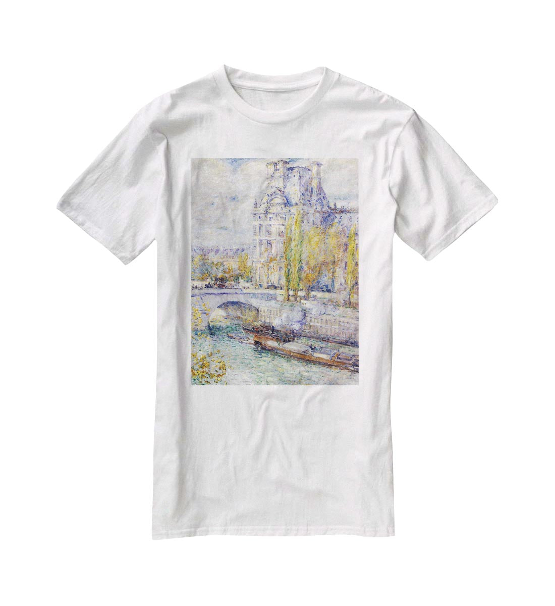 The Louvre on Pont Royal by Hassam T-Shirt - Canvas Art Rocks - 5