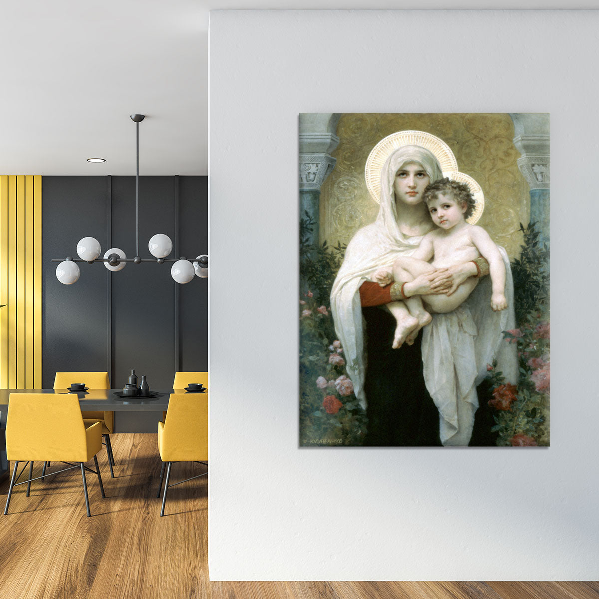 The Madonna of the Roses By Bouguereau Canvas Print or Poster - Canvas Art Rocks - 4