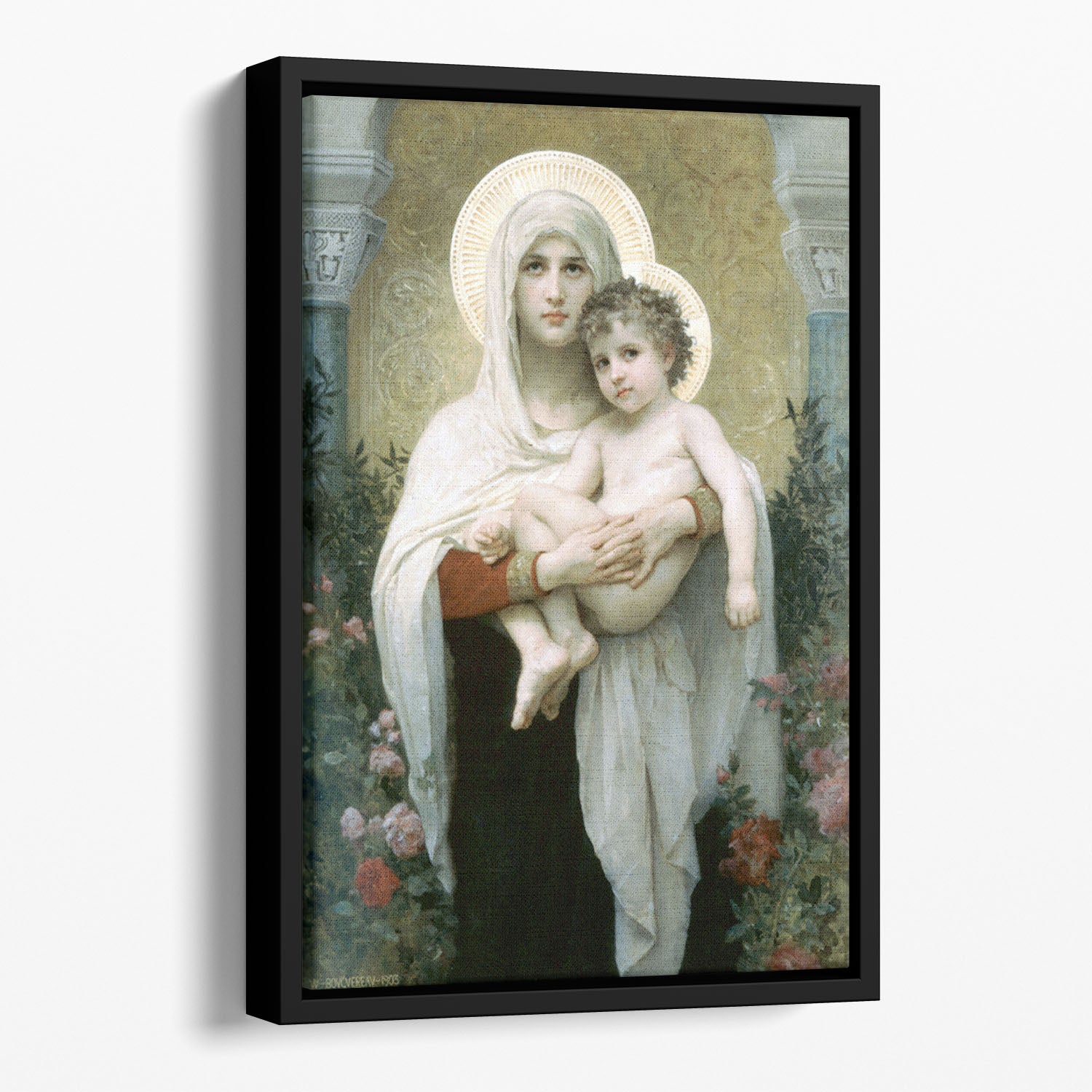 The Madonna of the Roses By Bouguereau Floating Framed Canvas