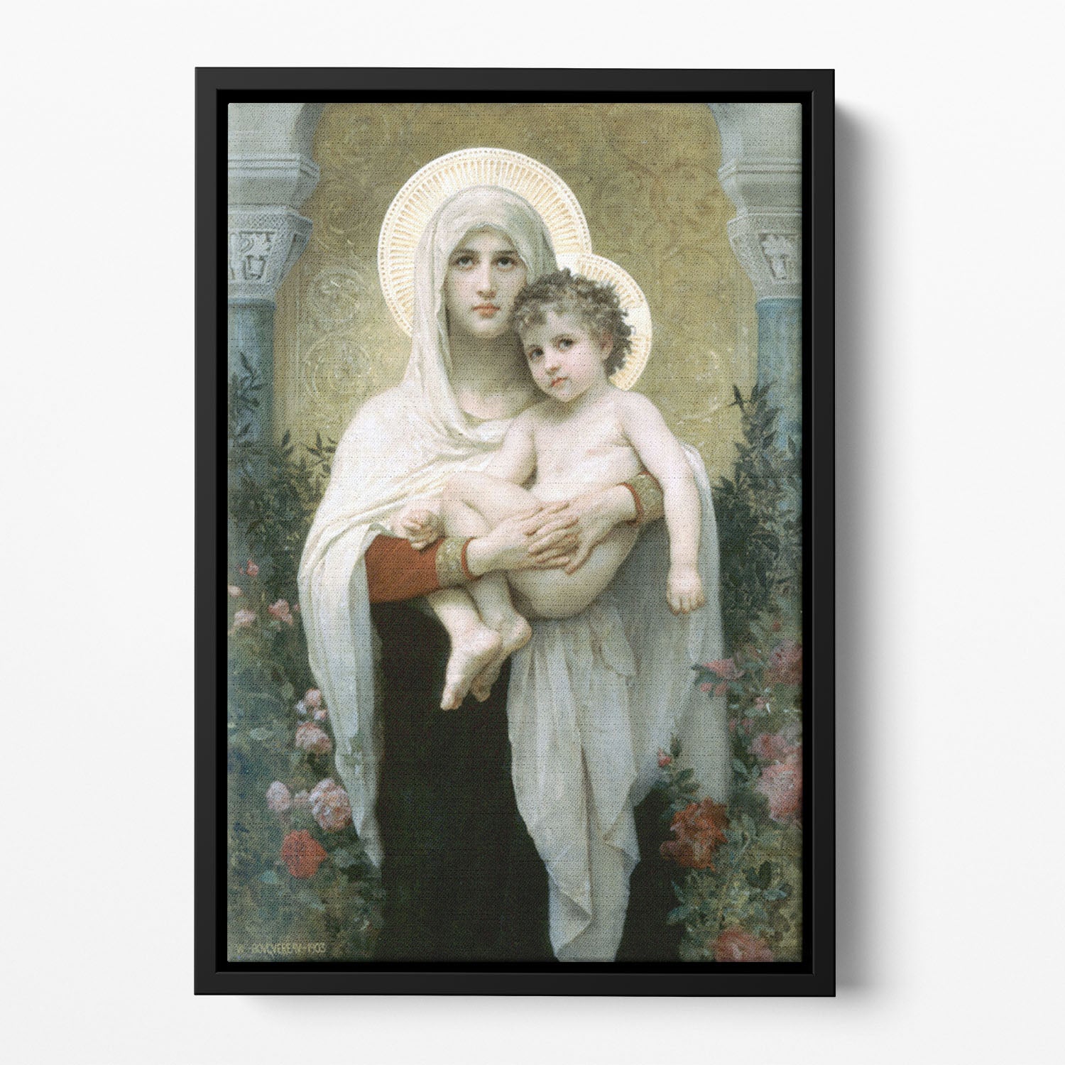 The Madonna of the Roses By Bouguereau Floating Framed Canvas