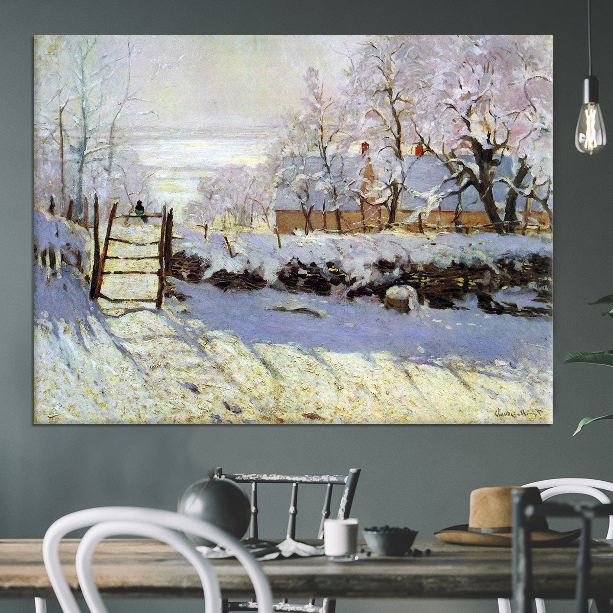 The Magpie by Monet Canvas Print or Poster - Canvas Art Rocks - 3