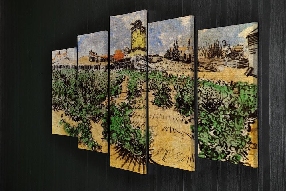 The Mill of Alphonse Daudet at Fontevielle by Van Gogh 5 Split Panel Canvas - Canvas Art Rocks - 2