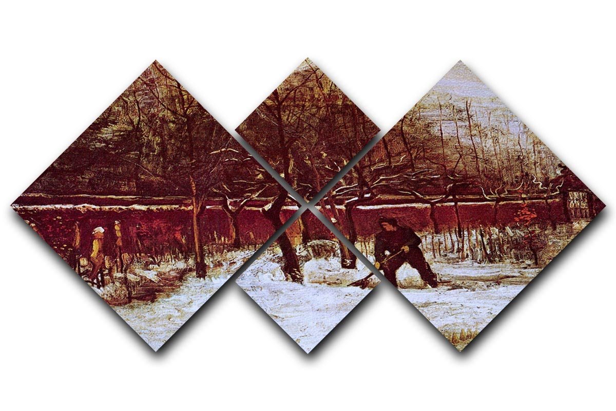 The Parsonage Garden at Nuenen in the Snow by Van Gogh 4 Square Multi Panel Canvas  - Canvas Art Rocks - 1