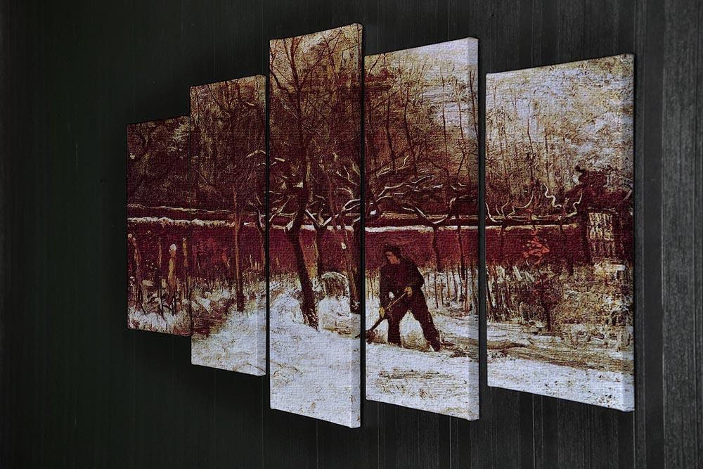 The Parsonage Garden at Nuenen in the Snow by Van Gogh 5 Split Panel Canvas - Canvas Art Rocks - 2