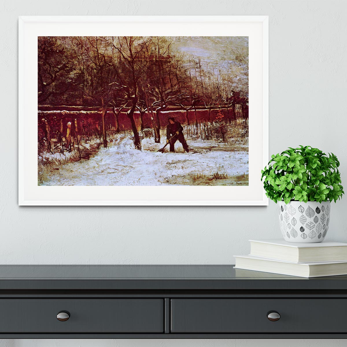 The Parsonage Garden at Nuenen in the Snow by Van Gogh Framed Print - Canvas Art Rocks - 5