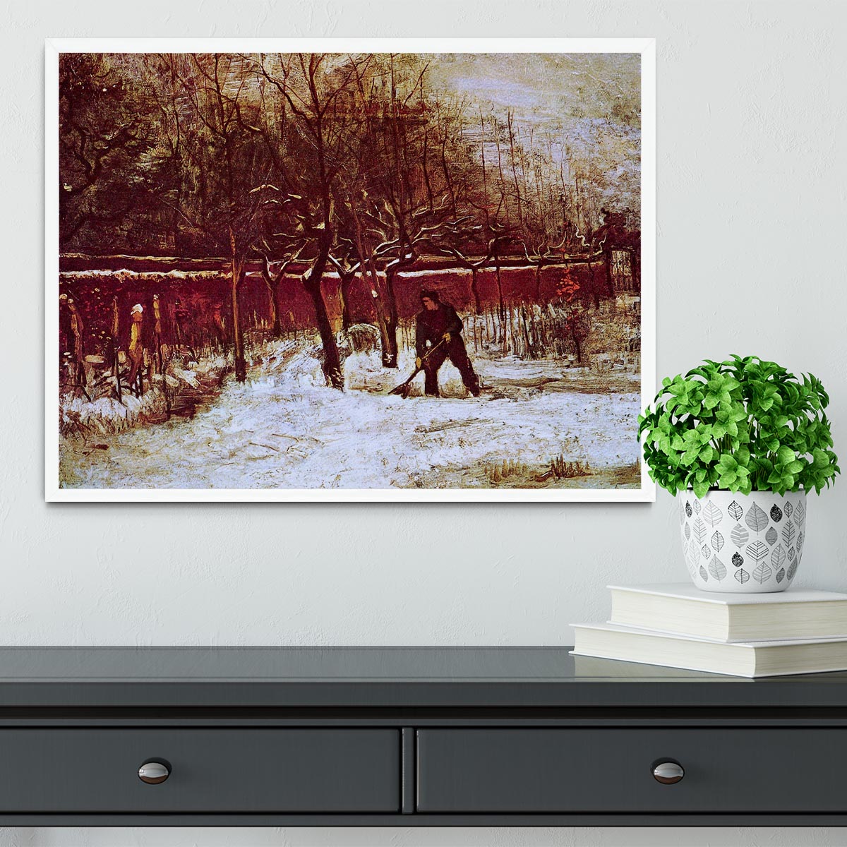 The Parsonage Garden at Nuenen in the Snow by Van Gogh Framed Print - Canvas Art Rocks -6