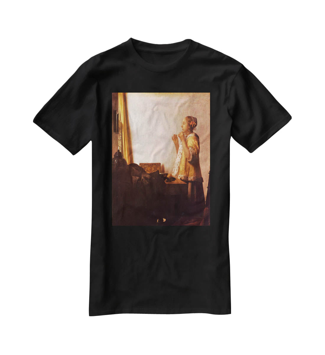 The Pearl Necklace by Vermeer T-Shirt - Canvas Art Rocks - 1