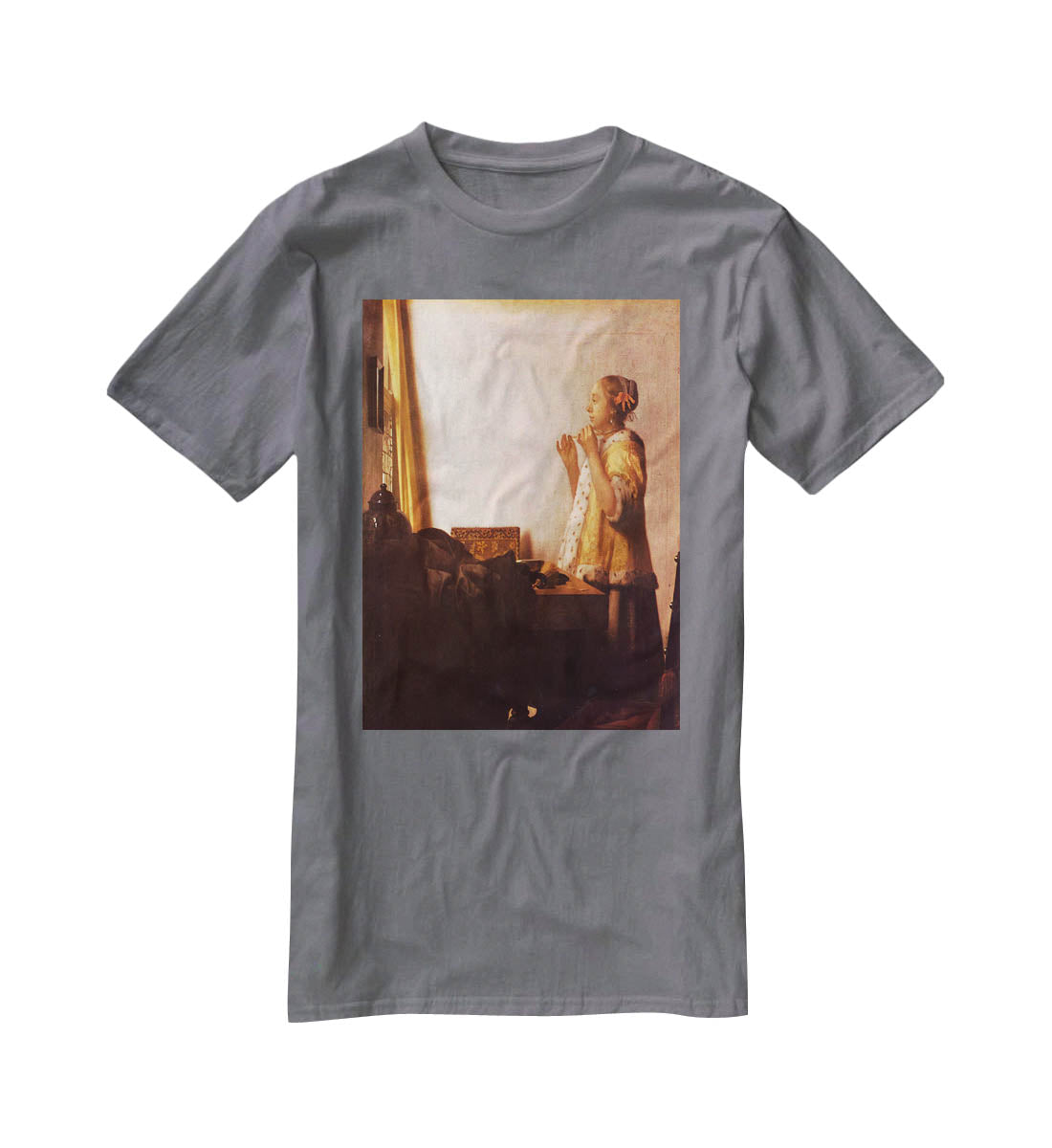 The Pearl Necklace by Vermeer T-Shirt - Canvas Art Rocks - 3