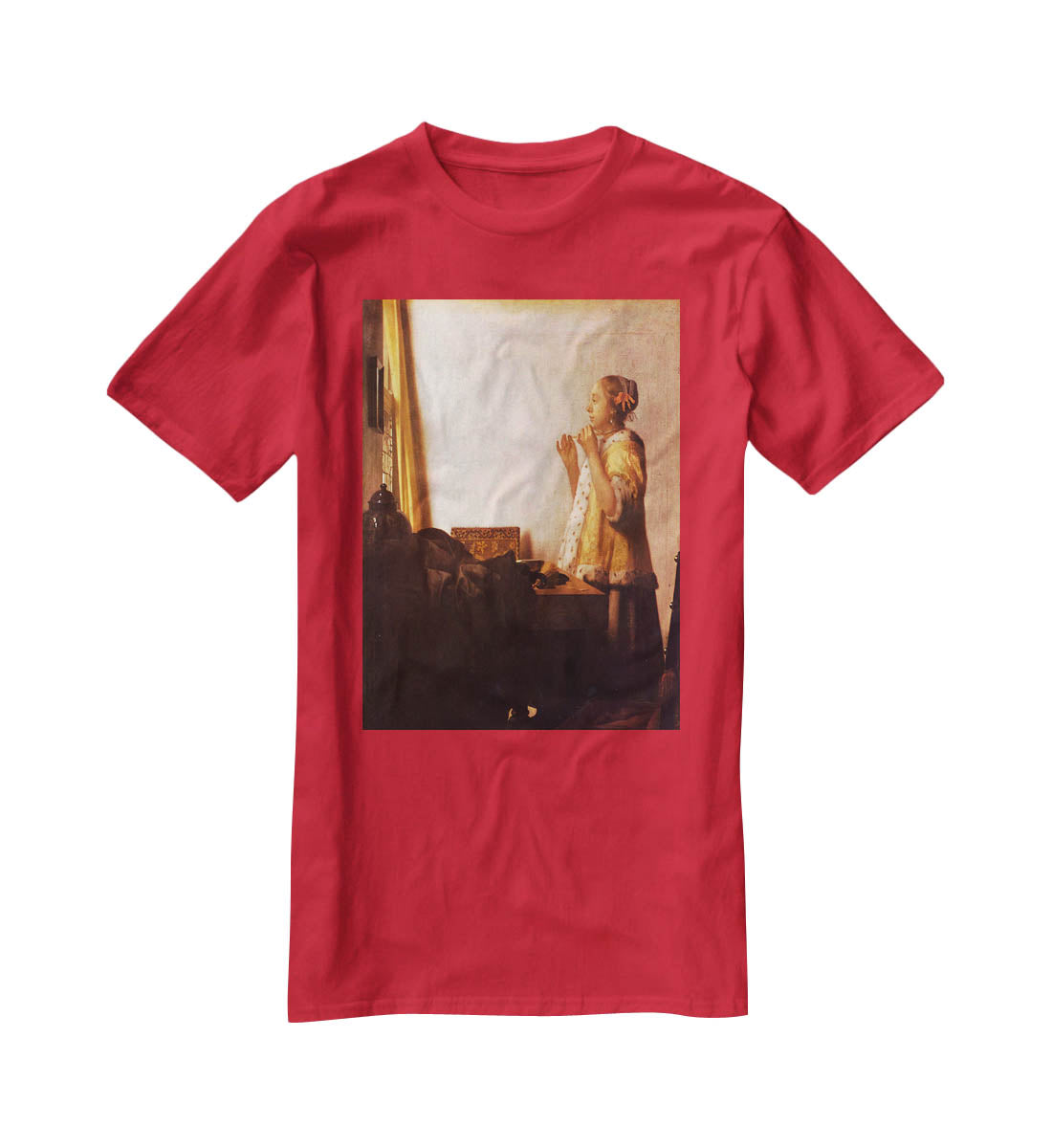 The Pearl Necklace by Vermeer T-Shirt - Canvas Art Rocks - 4