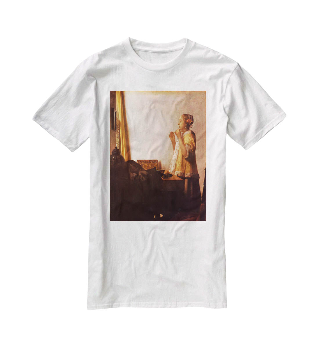 The Pearl Necklace by Vermeer T-Shirt - Canvas Art Rocks - 5