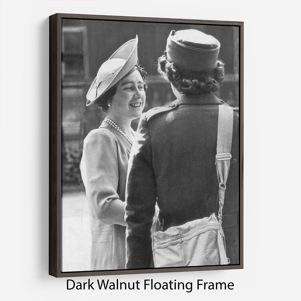 The Queen Mother inspecting WW2 service members Floating Frame Canvas