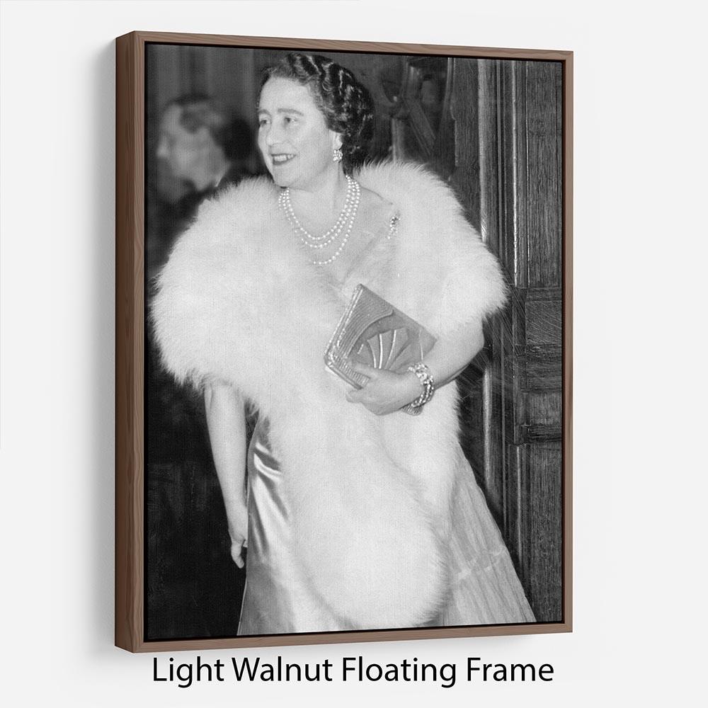 The Queen Mother on a night out at the Coliseum Floating Frame Canvas