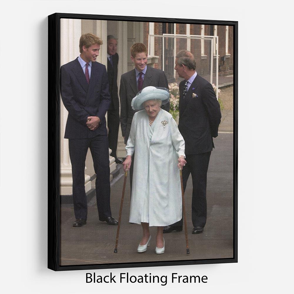 The Queen Mother on her 101st Birthday with family Floating Frame Canvas