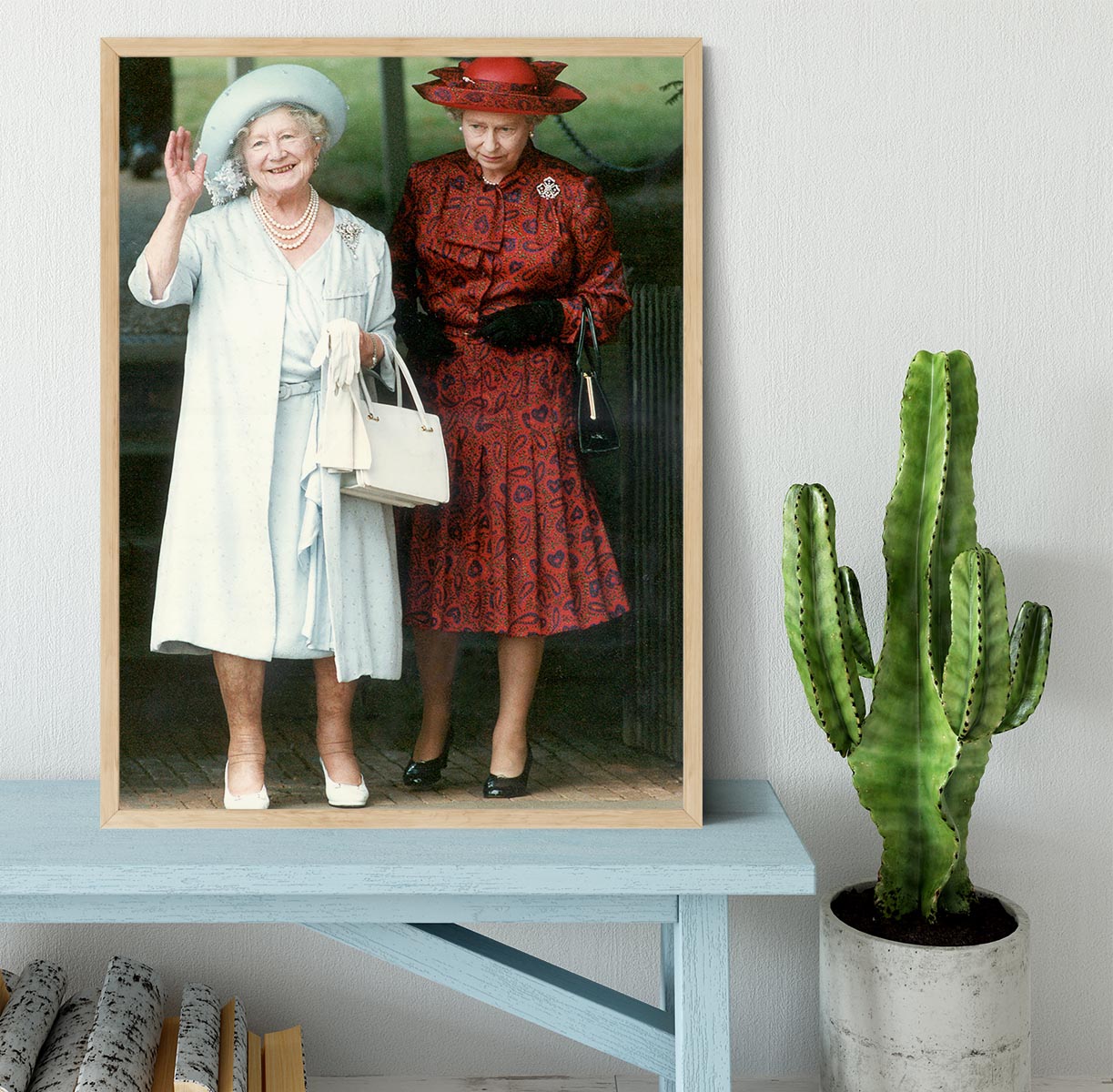 The Queen Mother on her 91st birthday with Queen Elizabeth Framed Print - Canvas Art Rocks - 4