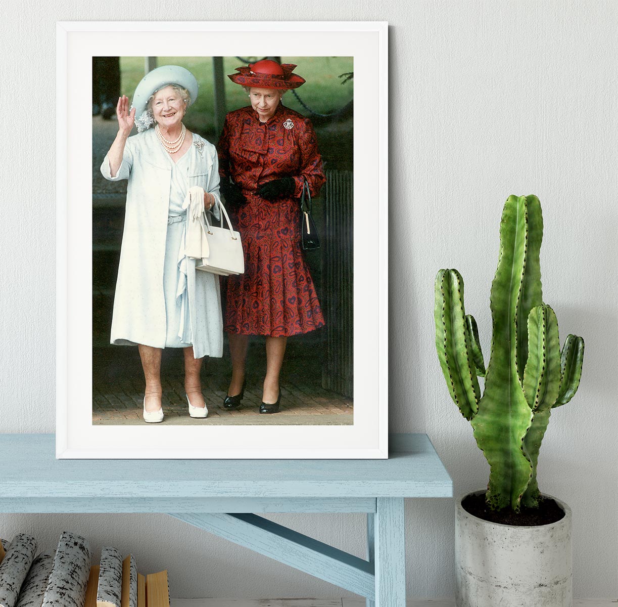 The Queen Mother on her 91st birthday with Queen Elizabeth Framed Print - Canvas Art Rocks - 5