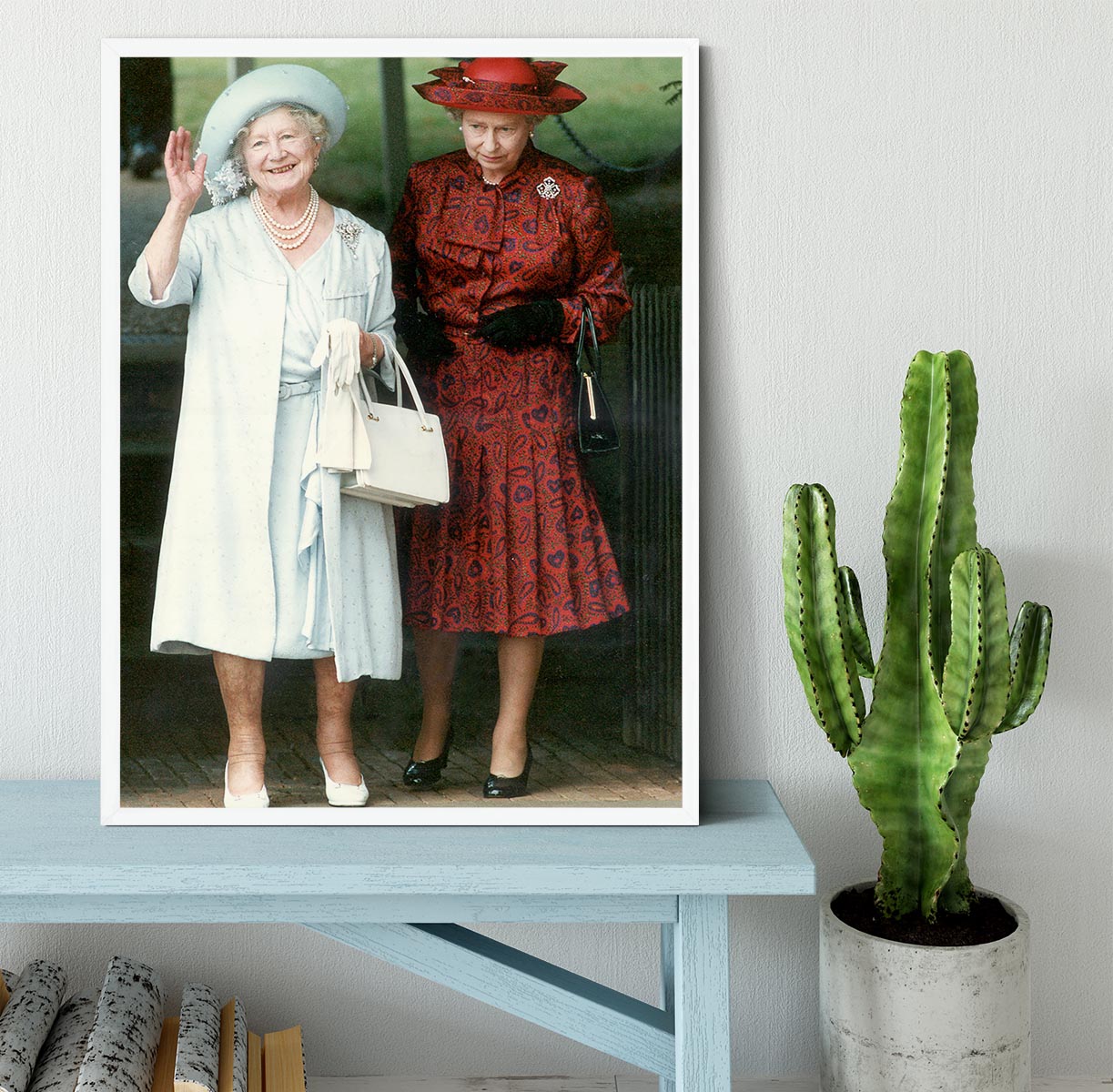 The Queen Mother on her 91st birthday with Queen Elizabeth Framed Print - Canvas Art Rocks -6