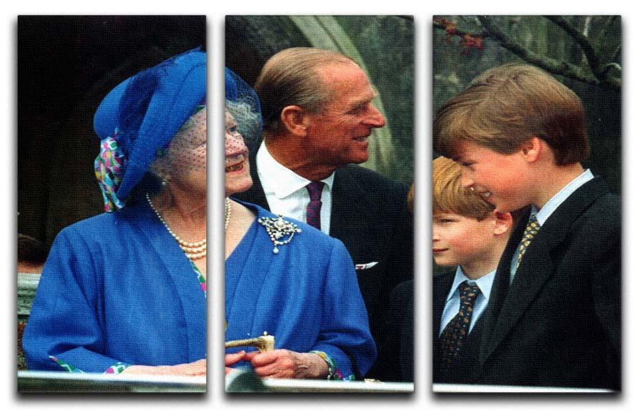 The Queen Mother with Prince William and Prince Harry 3 Split Panel Canvas Print - Canvas Art Rocks - 1