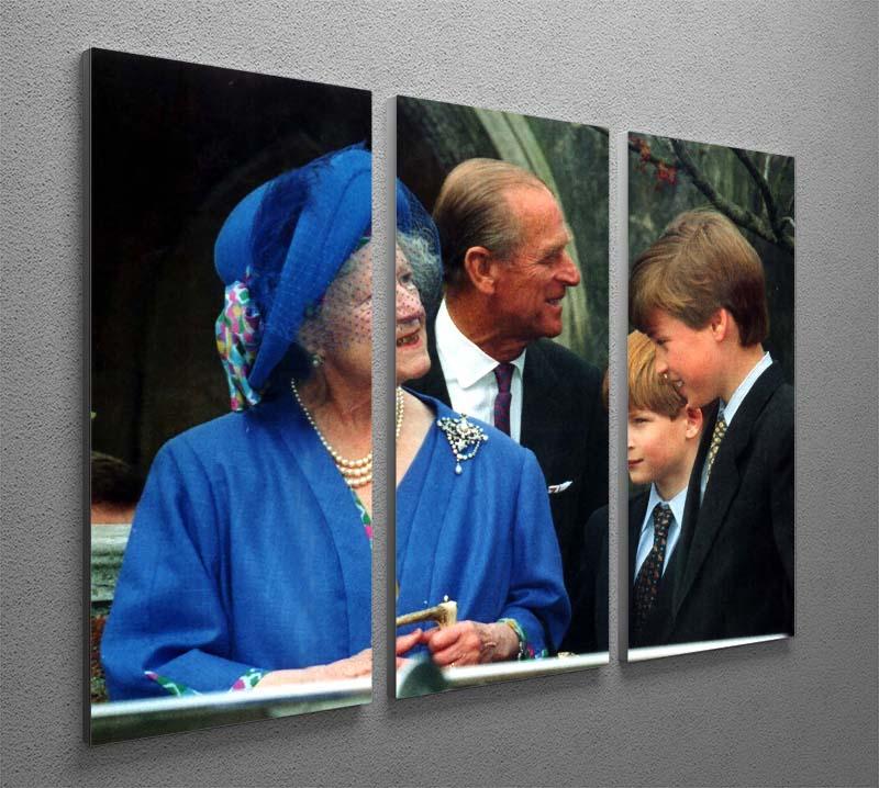 The Queen Mother with Prince William and Prince Harry 3 Split Panel Canvas Print - Canvas Art Rocks - 2