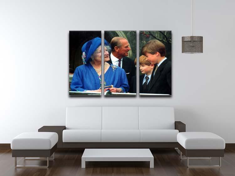 The Queen Mother with Prince William and Prince Harry 3 Split Panel Canvas Print - Canvas Art Rocks - 3