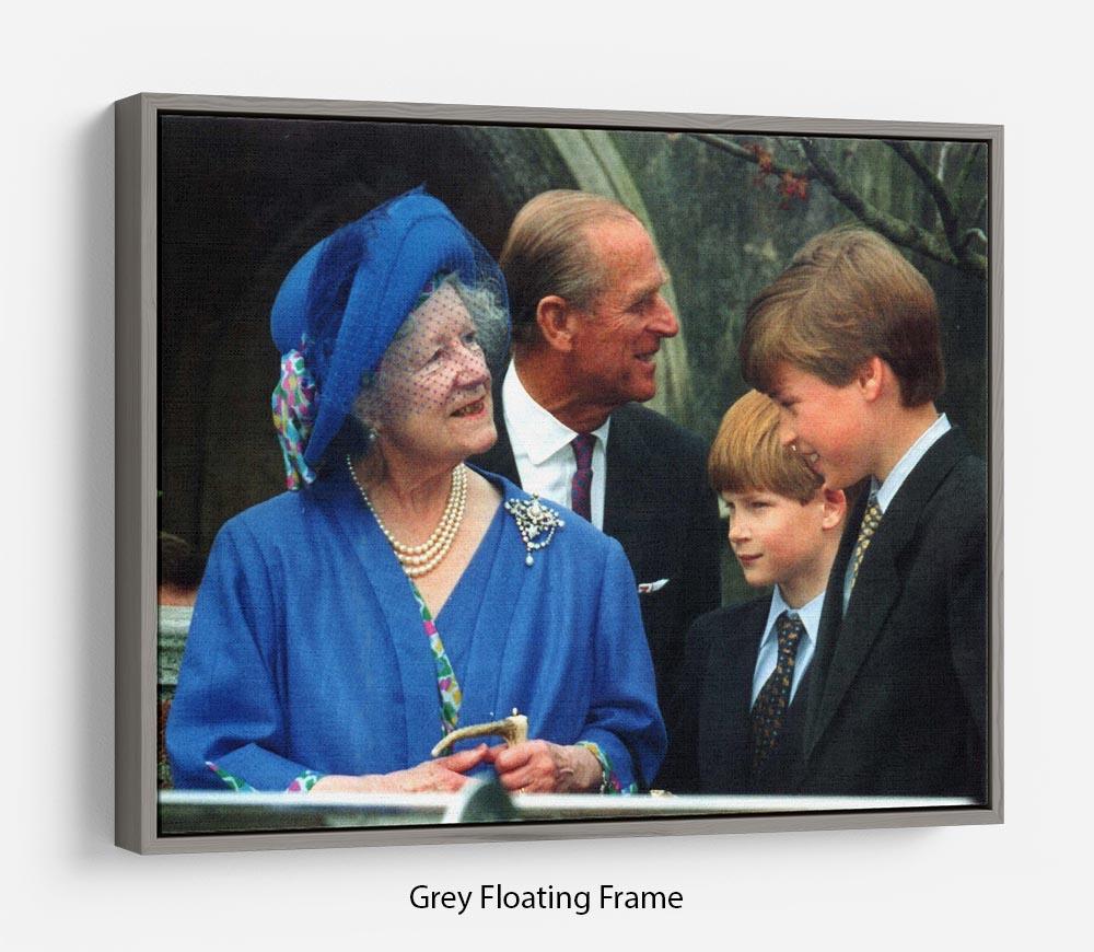 The Queen Mother with Prince William and Prince Harry Floating Frame Canvas