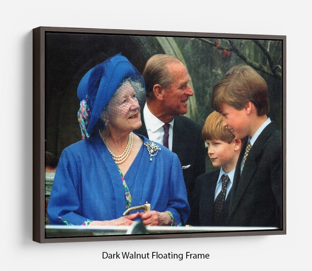 The Queen Mother with Prince William and Prince Harry Floating Frame Canvas