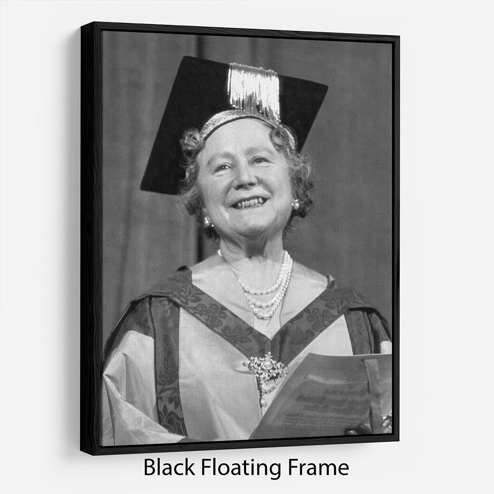 The Queen Mother with her honorary music degree Floating Frame Canvas