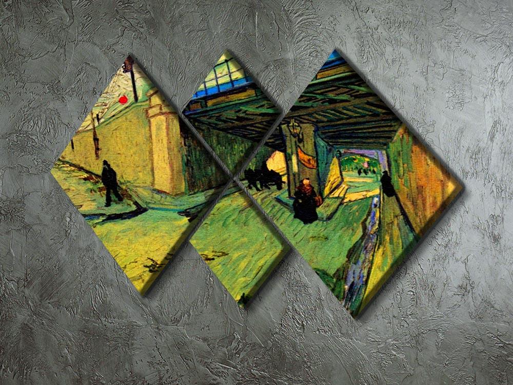 The Railway Bridge over Avenue Montmajour Arles by Van Gogh 4 Square Multi Panel Canvas - Canvas Art Rocks - 2