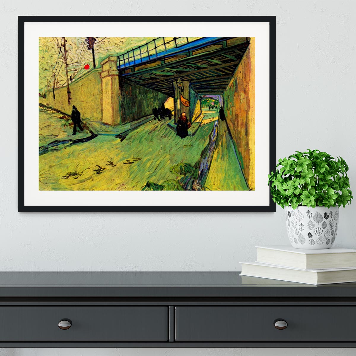 The Railway Bridge over Avenue Montmajour Arles by Van Gogh Framed Print - Canvas Art Rocks - 1