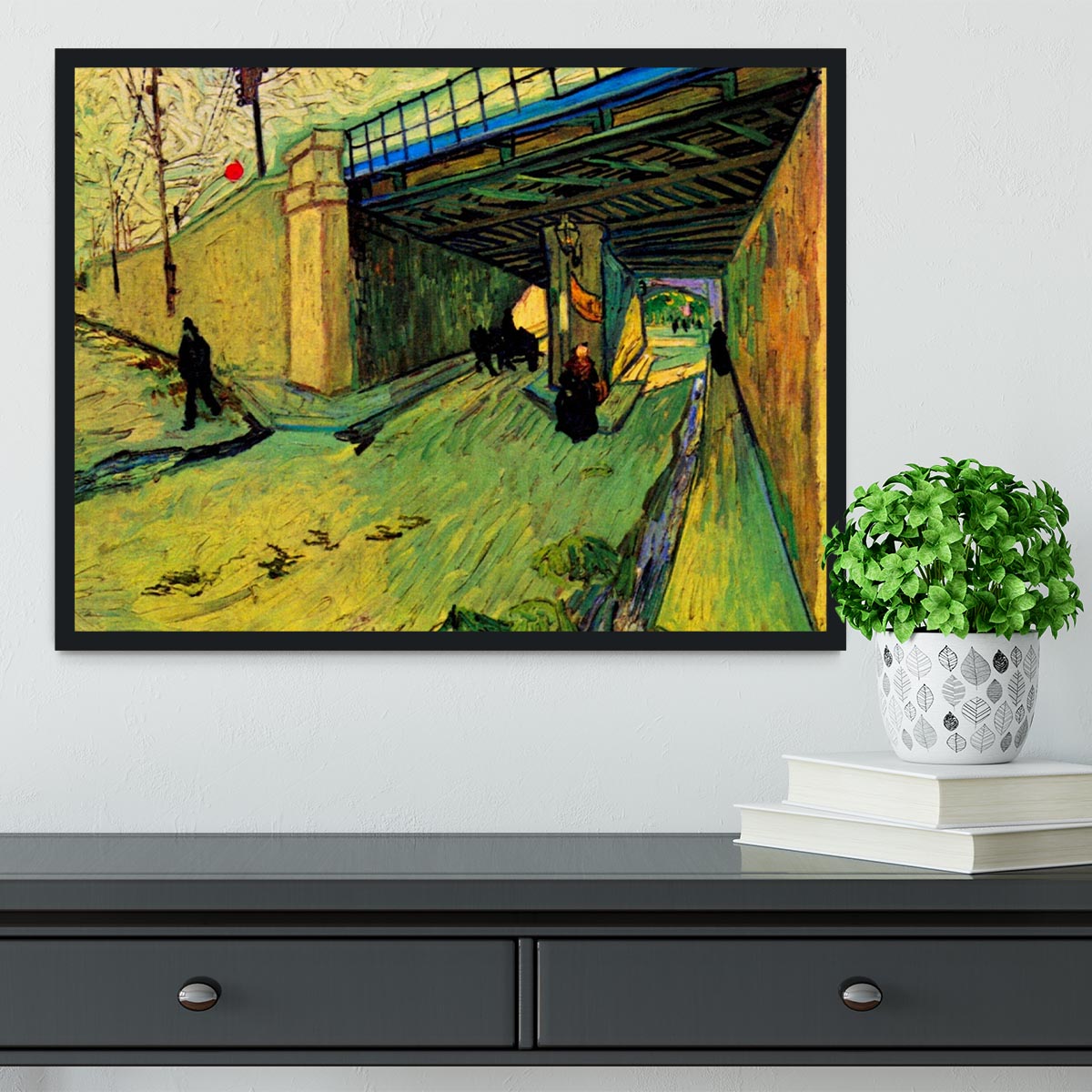The Railway Bridge over Avenue Montmajour Arles by Van Gogh Framed Print - Canvas Art Rocks - 2