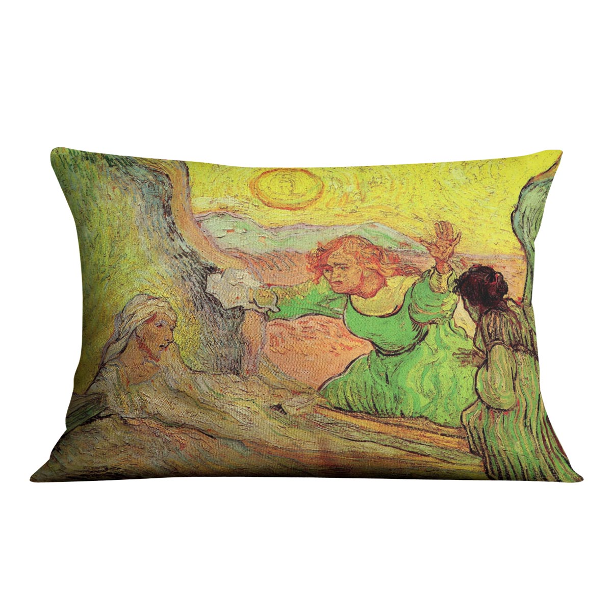 The Raising of Lazarus after Rembrandt by Van Gogh Cushion