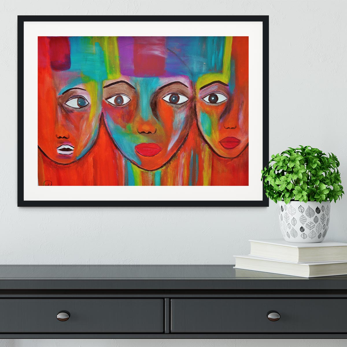 The Red Faces Framed Print - Canvas Art Rocks - 1