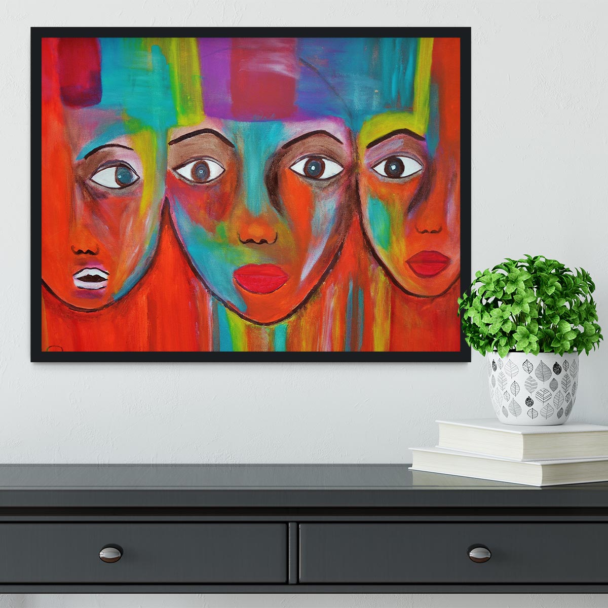 The Red Faces Framed Print - Canvas Art Rocks - 2