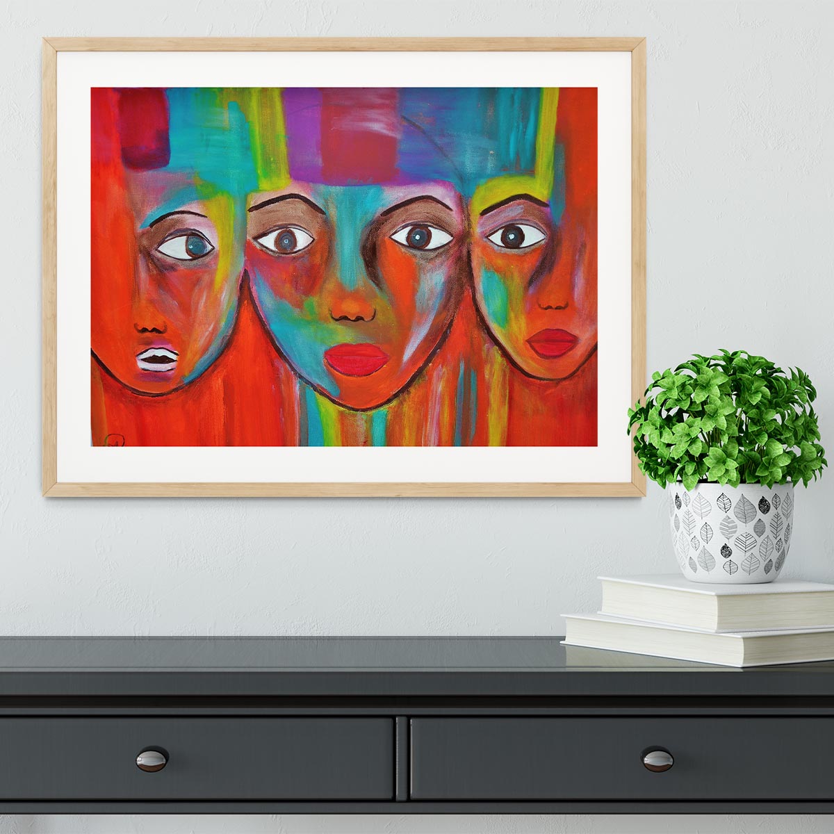 The Red Faces Framed Print - Canvas Art Rocks - 3