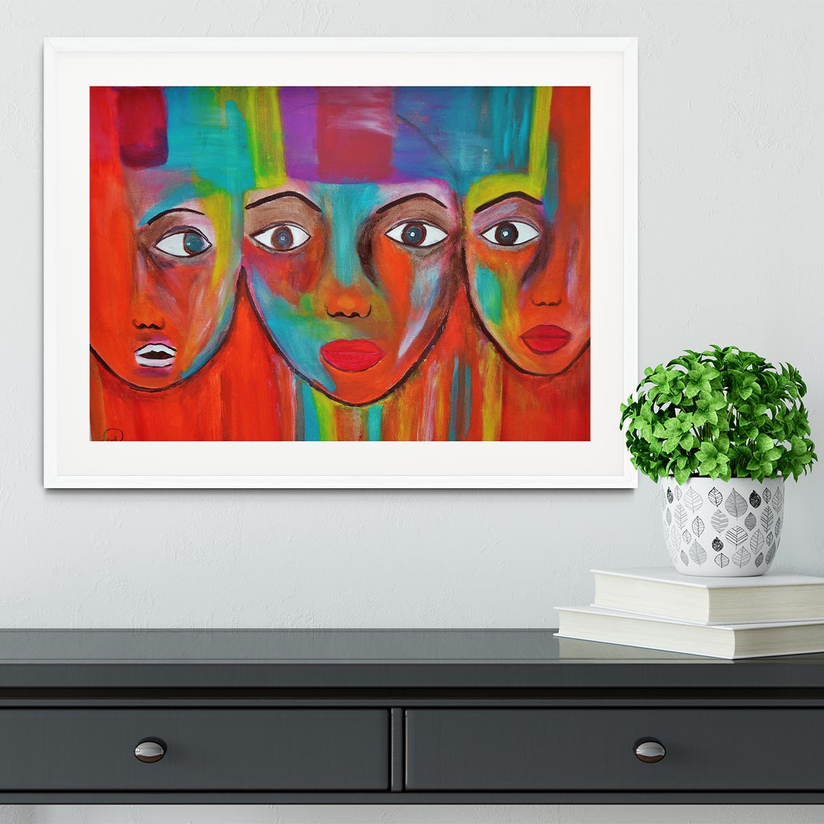 The Red Faces Framed Print - Canvas Art Rocks - 5