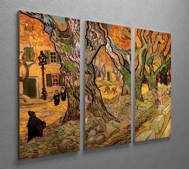 The Road Menders by Van Gogh 3 Split Panel Canvas Print - Canvas Art Rocks - 4
