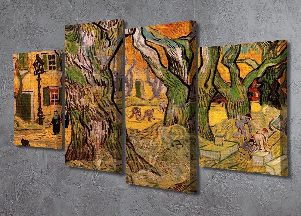 The Road Menders by Van Gogh 4 Split Panel Canvas - Canvas Art Rocks - 2