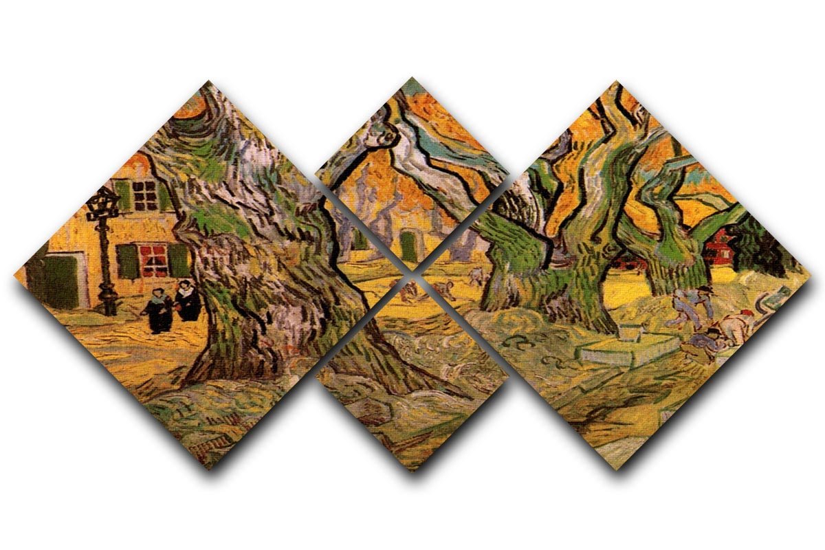 The Road Menders by Van Gogh 4 Square Multi Panel Canvas  - Canvas Art Rocks - 1