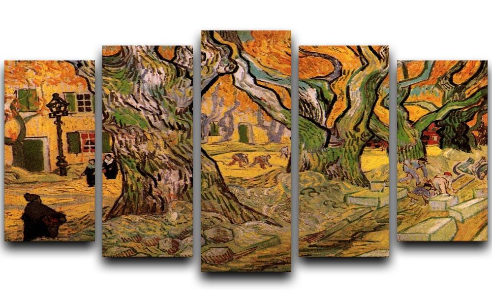 The Road Menders by Van Gogh 5 Split Panel Canvas  - Canvas Art Rocks - 1