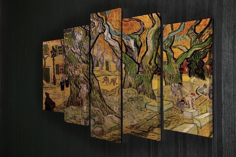 The Road Menders by Van Gogh 5 Split Panel Canvas - Canvas Art Rocks - 2
