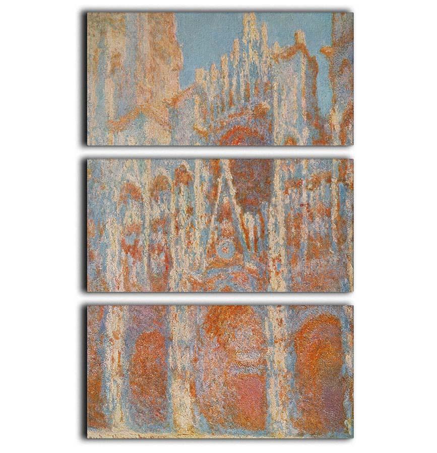 The Rouen Cathedral The facade at sunset by Monet 3 Split Panel Canvas Print - Canvas Art Rocks - 1